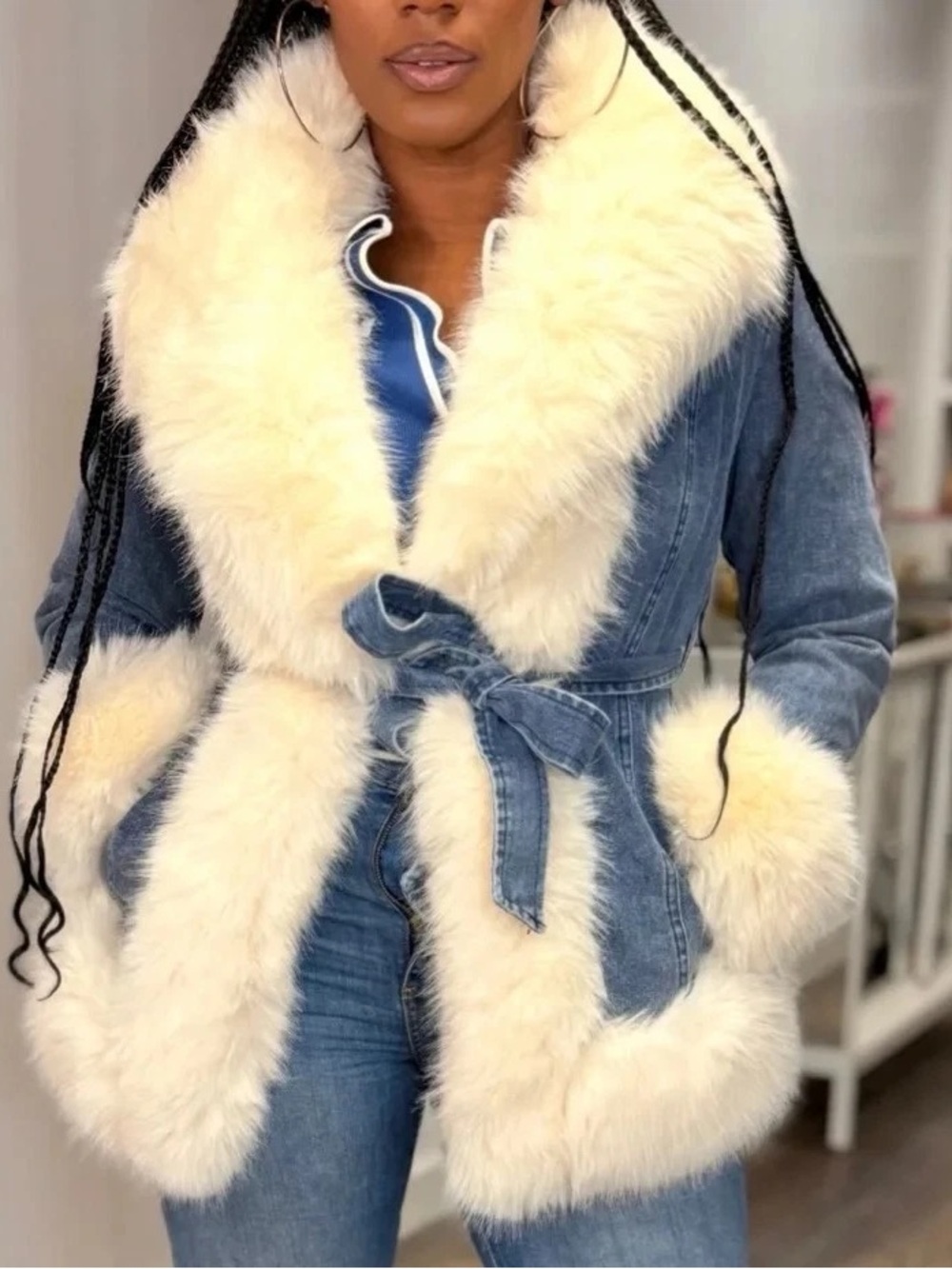 Coalition LA Faux Fur Lined Denim Jacket